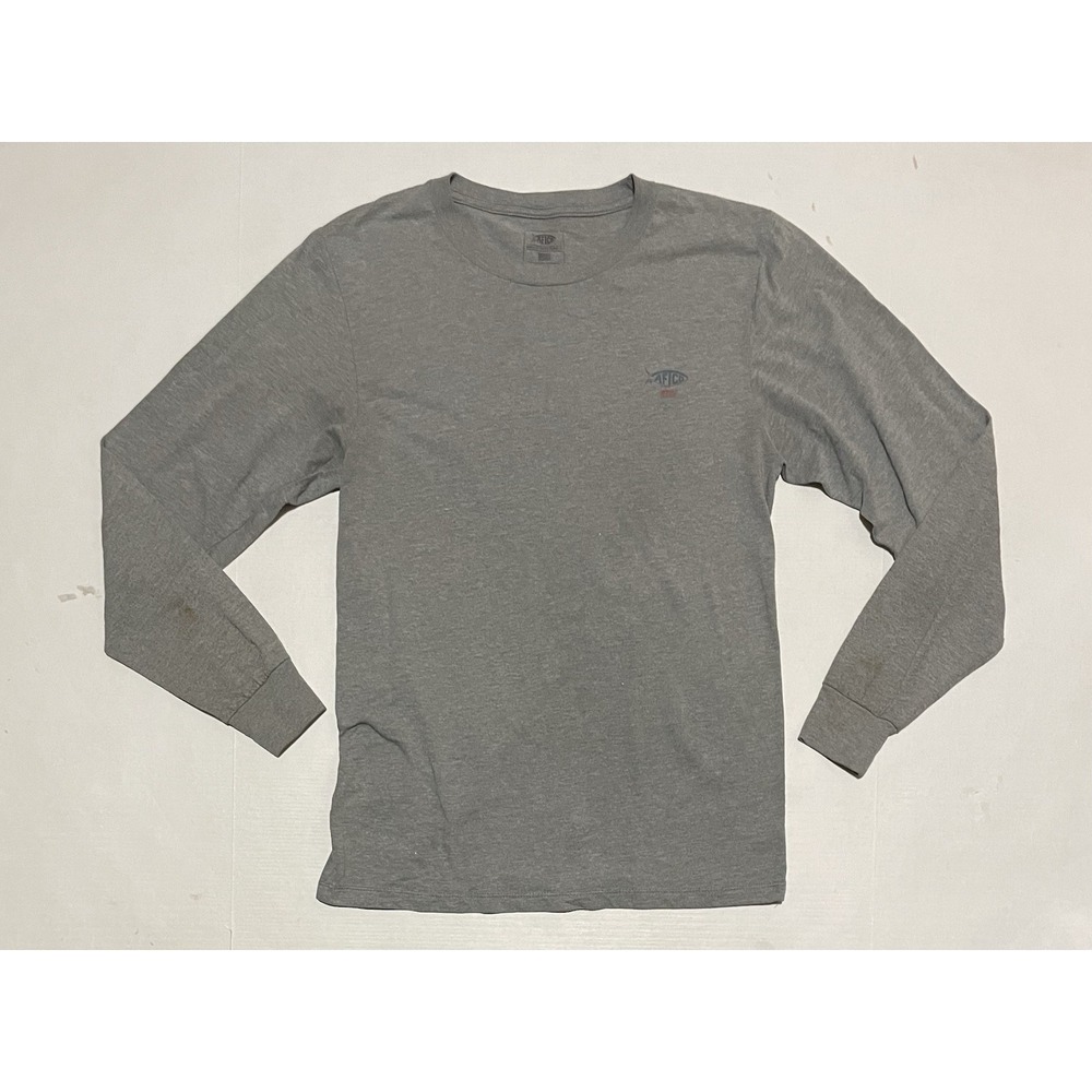 AFTCO Shirt Mens Size Small Gray Long Sleeve Fishing Crew Neck
